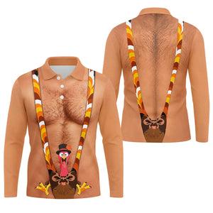 Funny Turkey Suspenders Thanksgiving Golf Shirt, Mens Golf Apparel, Golf Polo For Men