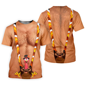 Funny Turkey Suspenders Thanksgiving Golf Shirt, Womens Golf Shirts, Womens Golf Tops
