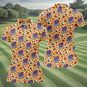 Yellow Football Leaves Thanksgiving Golf Shirt, Ladies Golf Tops, Ladies Golf Apparel