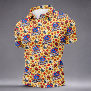 Yellow Football Leaves Thanksgiving Golf Shirt, Golf Shirts For Men, Mens Golf Shirts