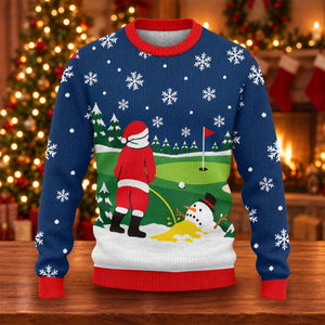 Santa Golf Snowman Ugly Christmas Sweater, Christmas Golf Gift, Holiday Party Sweater - View 6