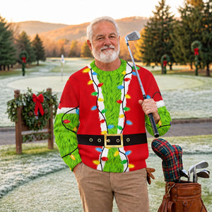 Green Furry Santa Suit Ugly Christmas Sweater, Ugly Sweater Party, Christmas Gifts - View 3