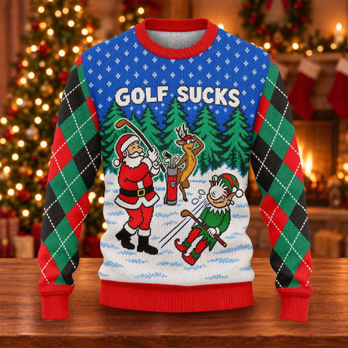 Golf Sucks Santa Ugly Christmas Sweater, Ugly Sweater Party, Funny Christmas Outfit - View 6