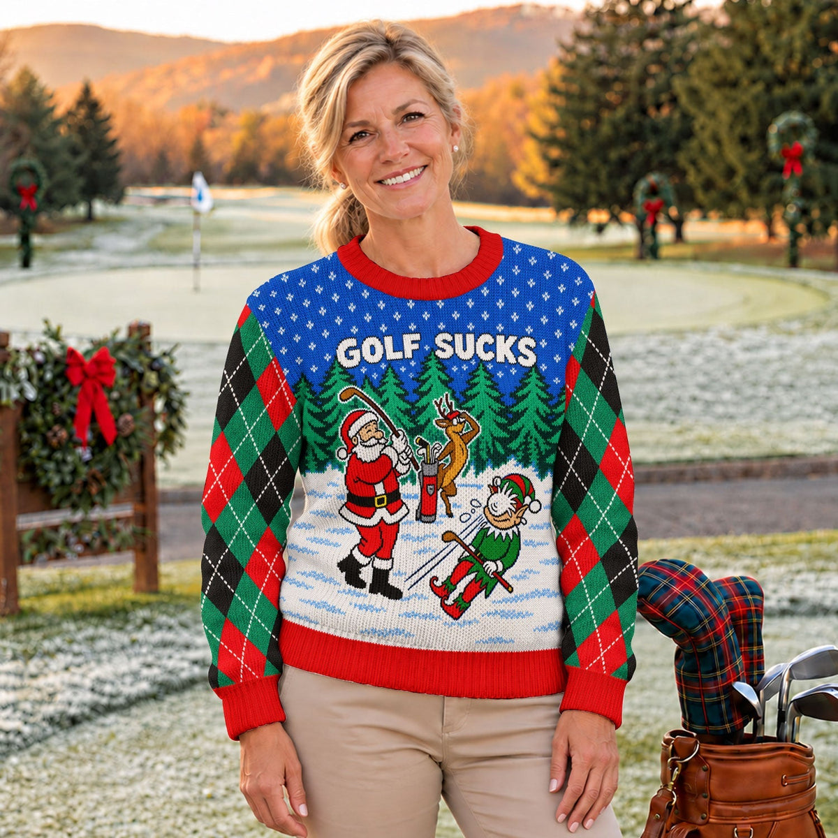 Golf Sucks Santa Ugly Christmas Sweater, Ugly Sweater Party, Funny Christmas Outfit - View 7