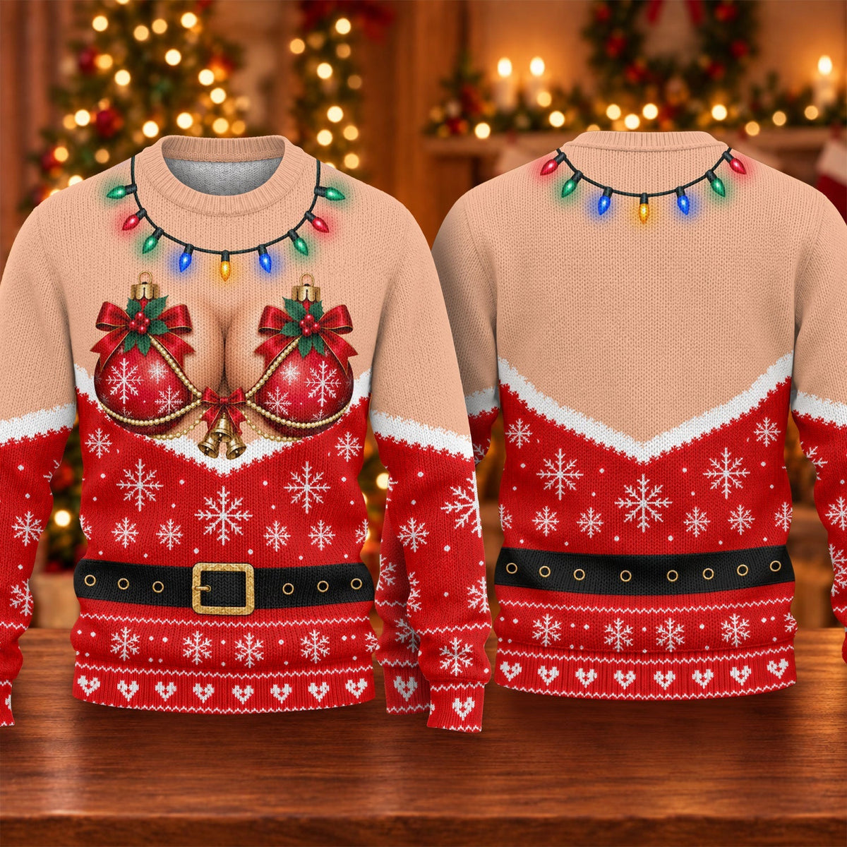 Funny Bikini Lights Ugly Christmas Sweater, Funny Christmas Outfit, Christmas Gifts - View 5