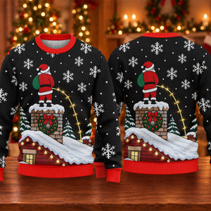 Santa On Chimney Ugly Christmas Sweater, Ugly Sweater Party, Christmas Party Outfit - View 5