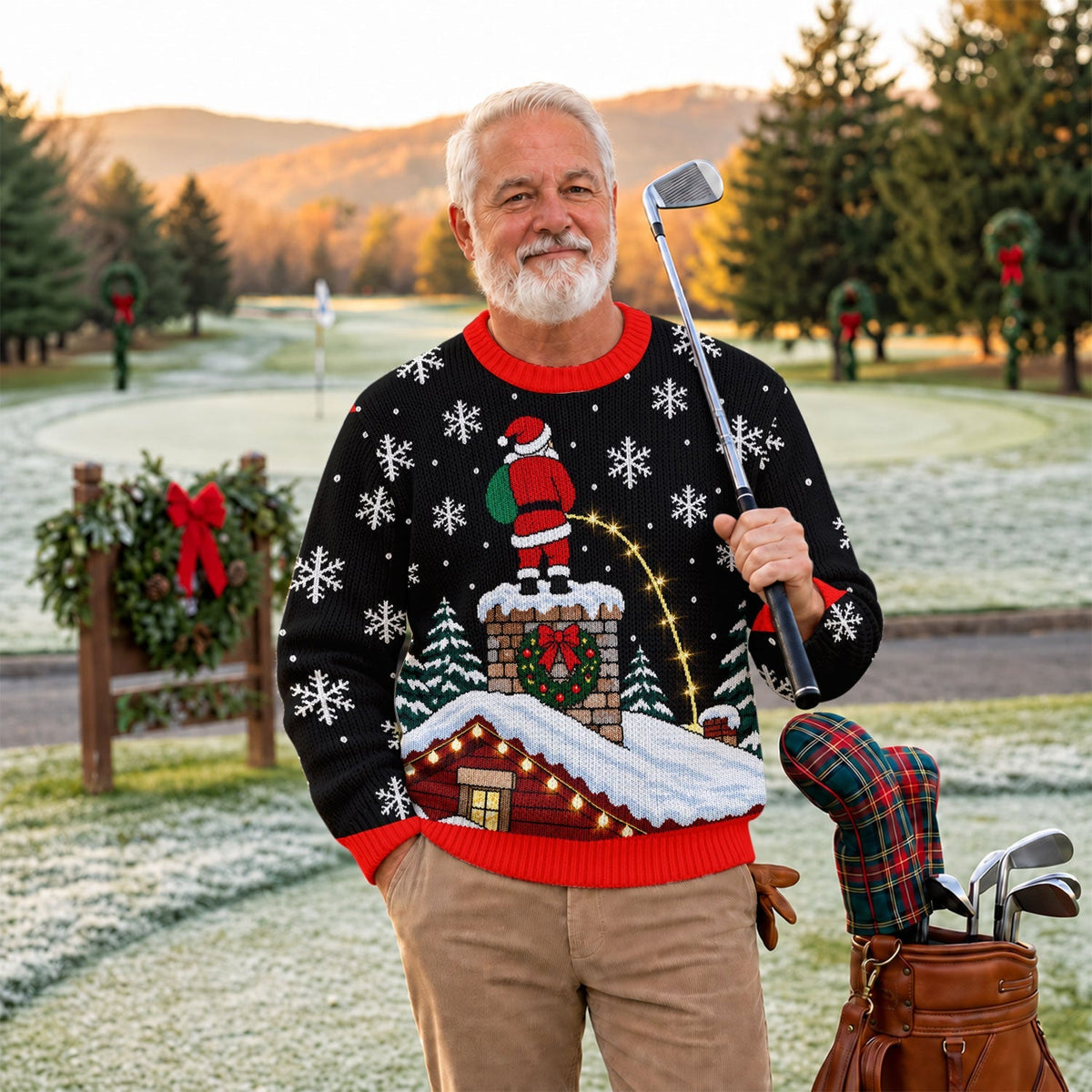 Santa On Chimney Ugly Christmas Sweater, Ugly Sweater Party, Christmas Party Outfit - View 3