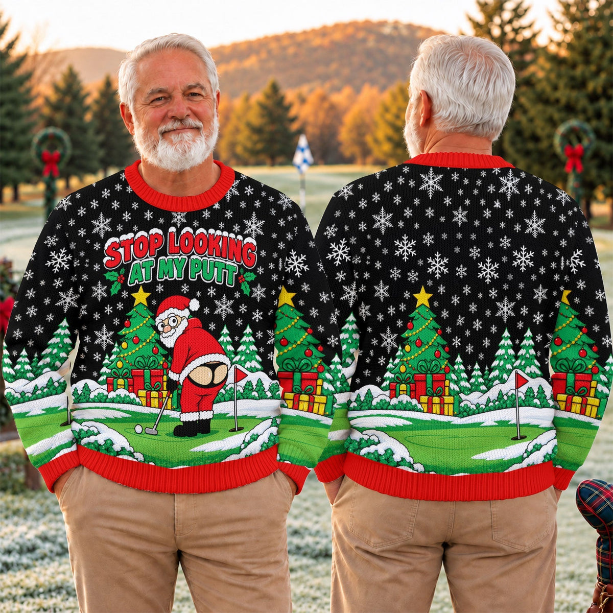 Stop Looking At My Putt Ugly Christmas Sweater, Christmas Golf Gift, Christmas Gifts - View 4