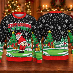 Stop Looking At My Putt Ugly Christmas Sweater, Christmas Golf Gift, Christmas Gifts - View 5