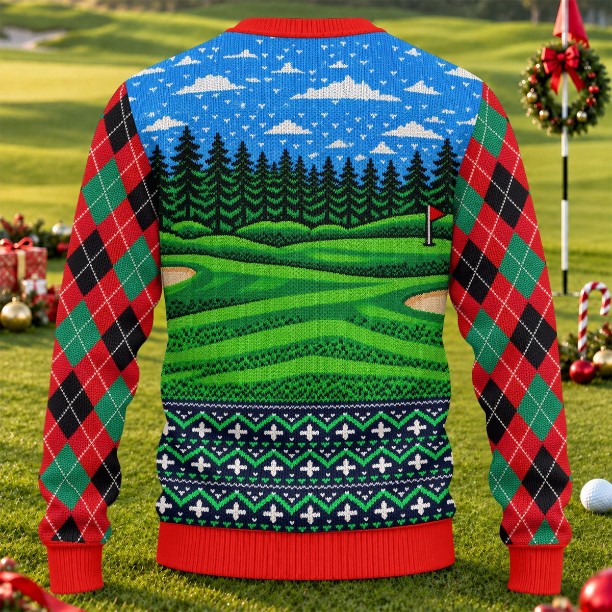 Santa Reindeer Beer Ugly Christmas Sweater, Christmas Golf Gift, Golf Lover Gifts - View 2