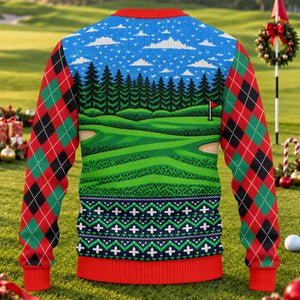 Santa Reindeer Beer Ugly Christmas Sweater, Christmas Golf Gift, Golf Lover Gifts - View 2