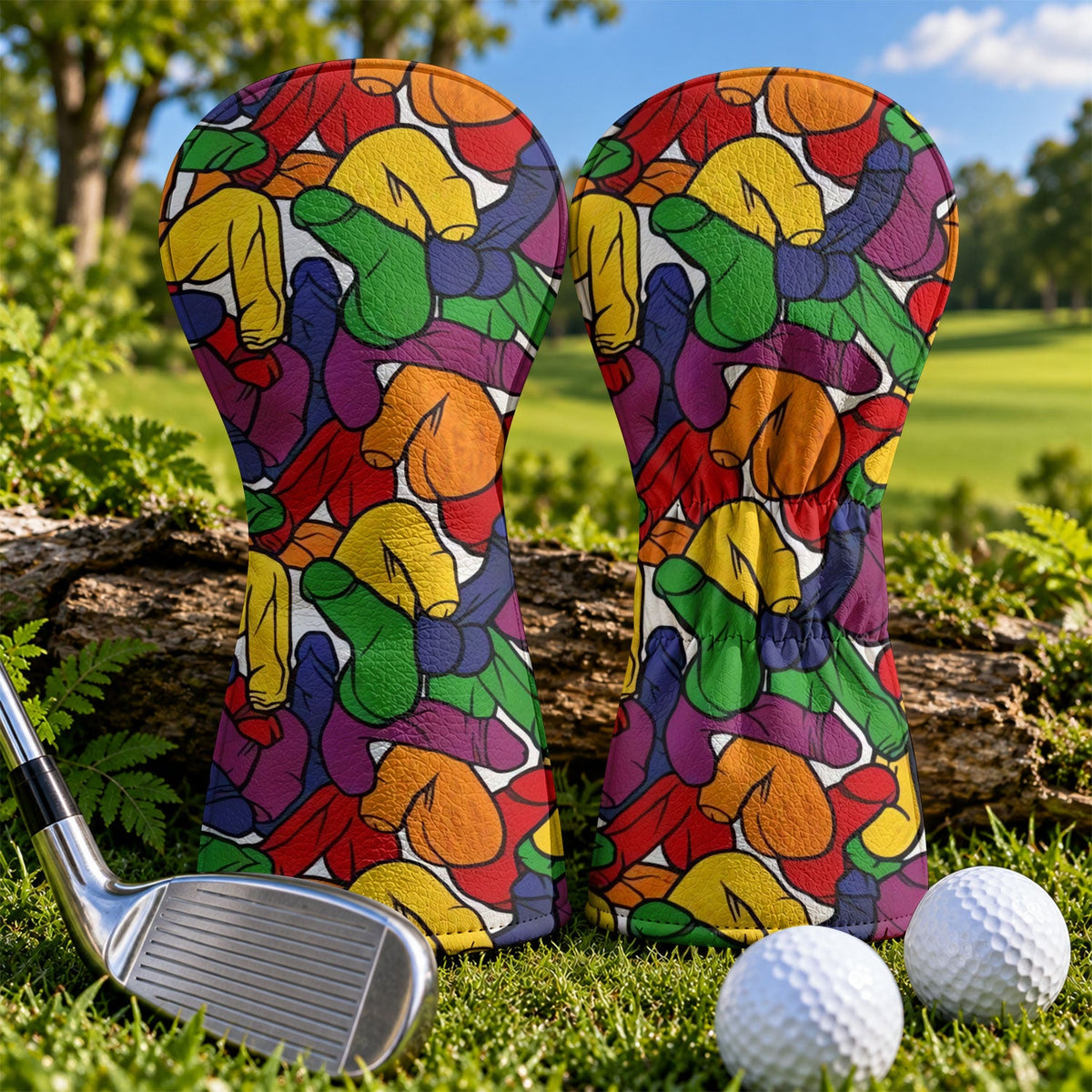 LGBTQ Pride Colors Adult Humor Golf Headcover, Golf Club Head Covers, Fun Golf Gift