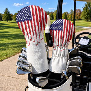 American Flag Dripping Paint Golf Head Cover, 4th Of July Golf Gift, Golf Gift Ideas