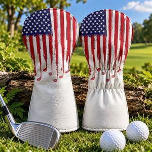 American Flag Dripping Paint Golf Head Cover, 4th Of July Golf Gift, Golf Gift Ideas