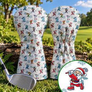 Christmas Characters Golf Pose Pattern Golf Head Cover, Golf Club Covers, Golfer Gift