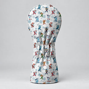 Christmas Characters Golf Pose Pattern Golf Head Cover, Golf Club Covers, Golfer Gift