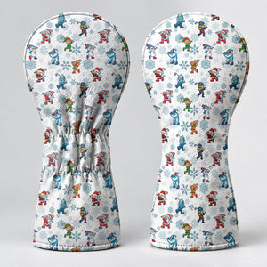 Christmas Characters Golf Pose Pattern Golf Head Cover, Golf Club Covers, Golfer Gift