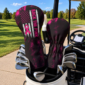 Back The Pink American Flag Breast Cancer Headcover, Cancer Awareness Gift, Golf Gift