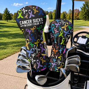 Cancer Sucks In Every Color Bold Ribbons Golf Headcover, Driver Headcover, Golf Gift