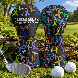 Cancer Sucks In Every Color Bold Ribbons Golf Headcover, Driver Headcover, Golf Gift