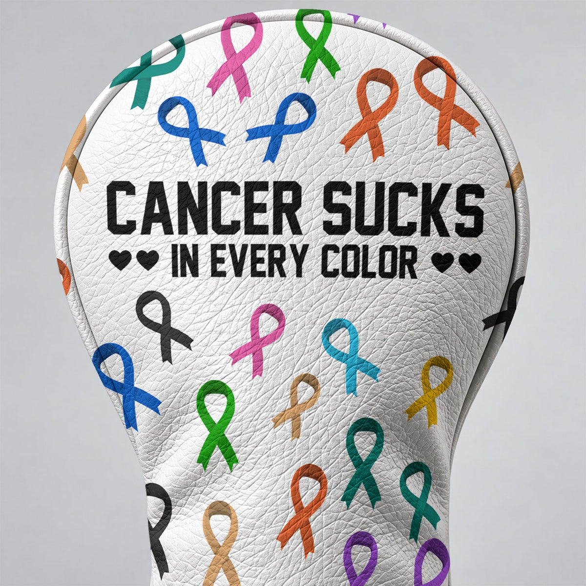 Cancer Sucks In Every Color White Golf Head Cover, Cancer Awareness Gift, Golfer Gift