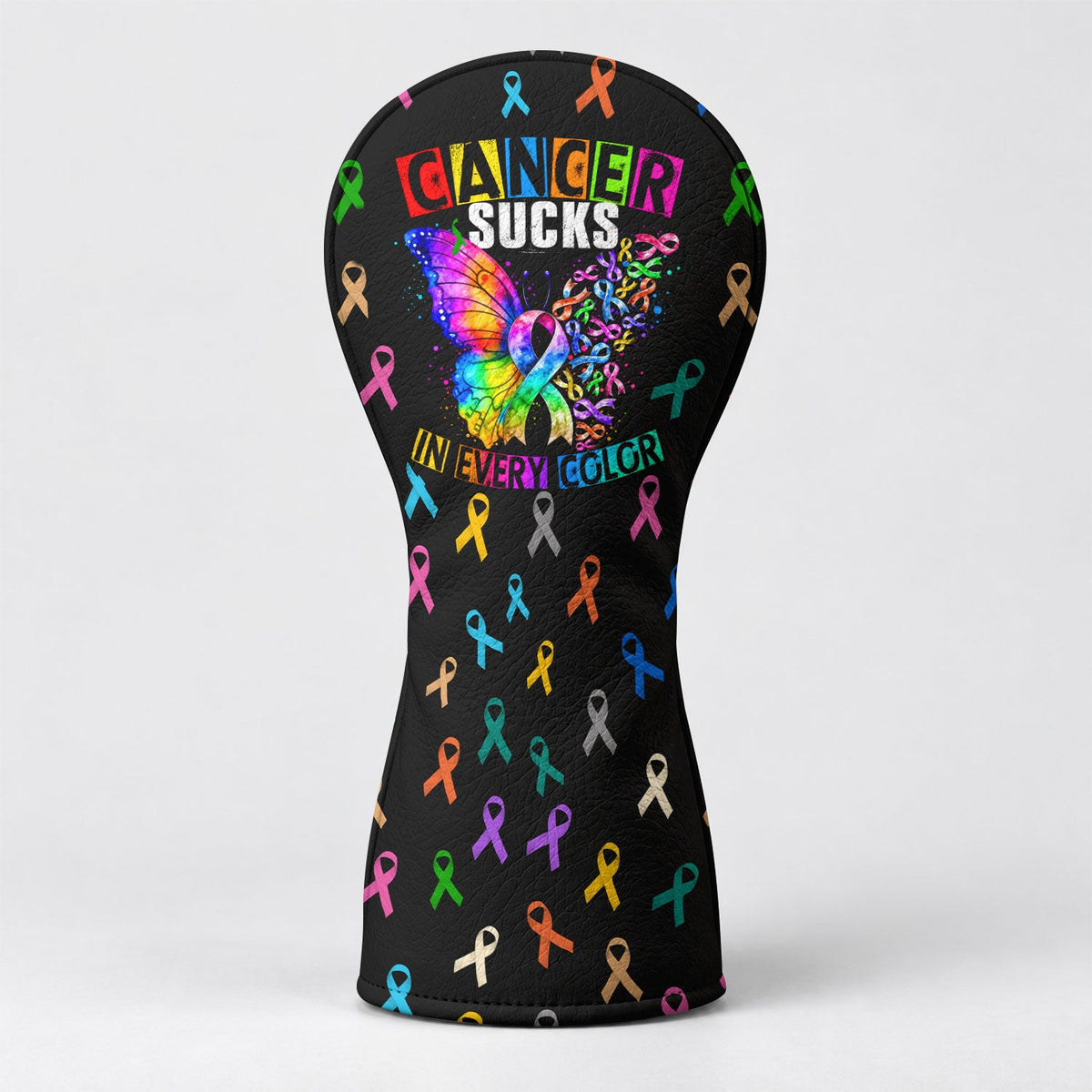 Cancer Sucks In Every Color Butterfly Golf Head Cover, Golf Lover Gift, Driver Cover