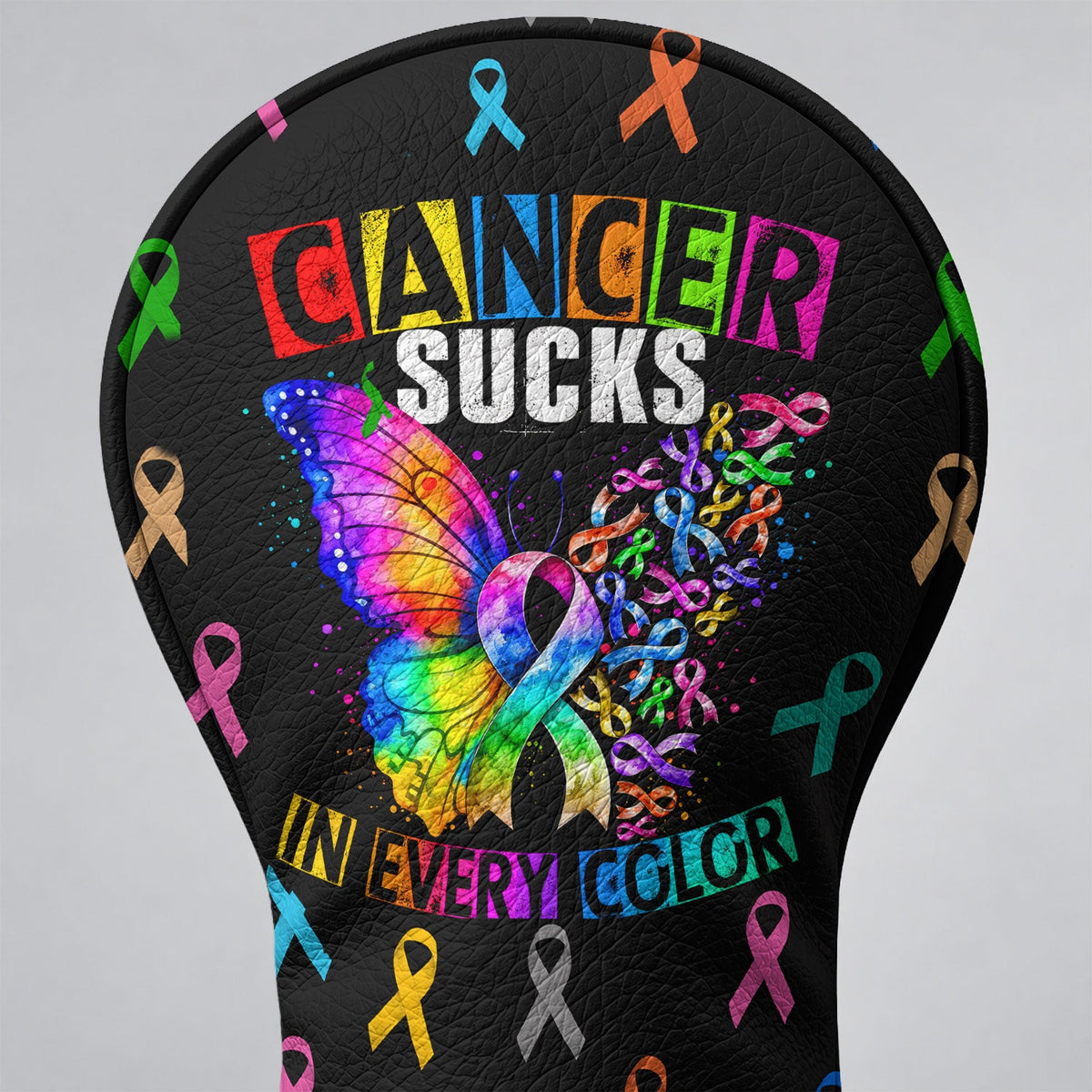 Cancer Sucks In Every Color Butterfly Golf Head Cover, Golf Lover Gift, Driver Cover