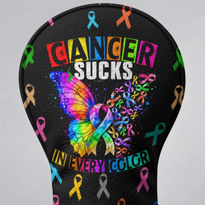 Cancer Sucks In Every Color Butterfly Golf Head Cover, Golf Lover Gift, Driver Cover