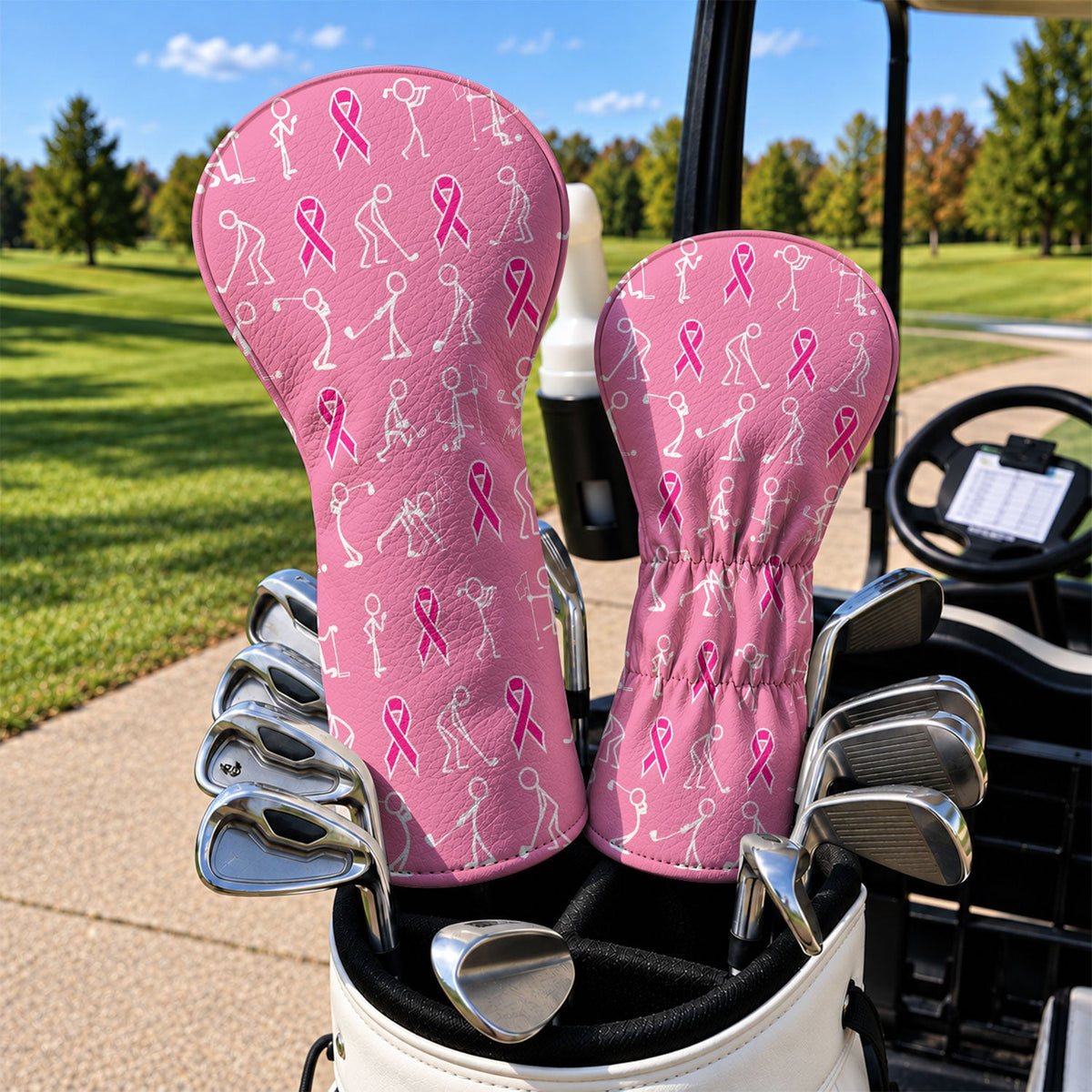 Stick Figure Golfer Breast Cancer Pink Golf Head Cover, Golf Gift Ideas, Gift For Him