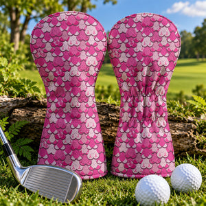 Pink Breast Cancer Ribbon Scale Pattern Golf Headcover, Driver Head Cover, Golf Gift