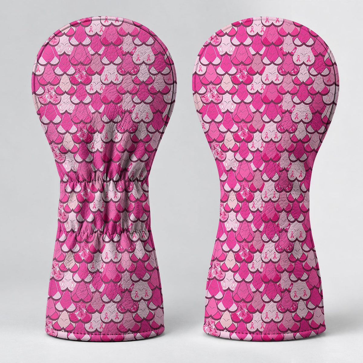 Pink Breast Cancer Ribbon Scale Pattern Golf Headcover, Driver Head Cover, Golf Gift