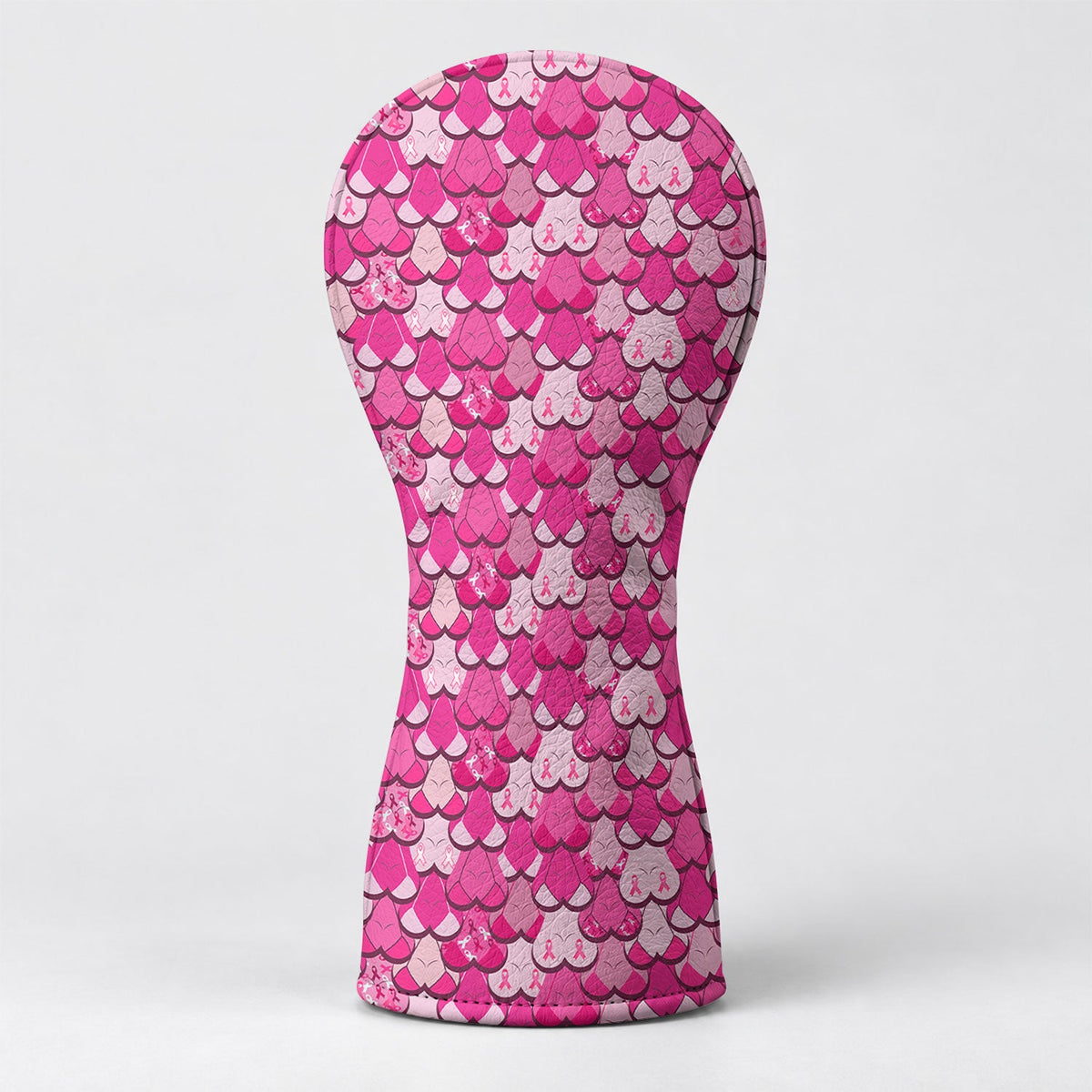 Pink Breast Cancer Ribbon Scale Pattern Golf Headcover, Driver Head Cover, Golf Gift