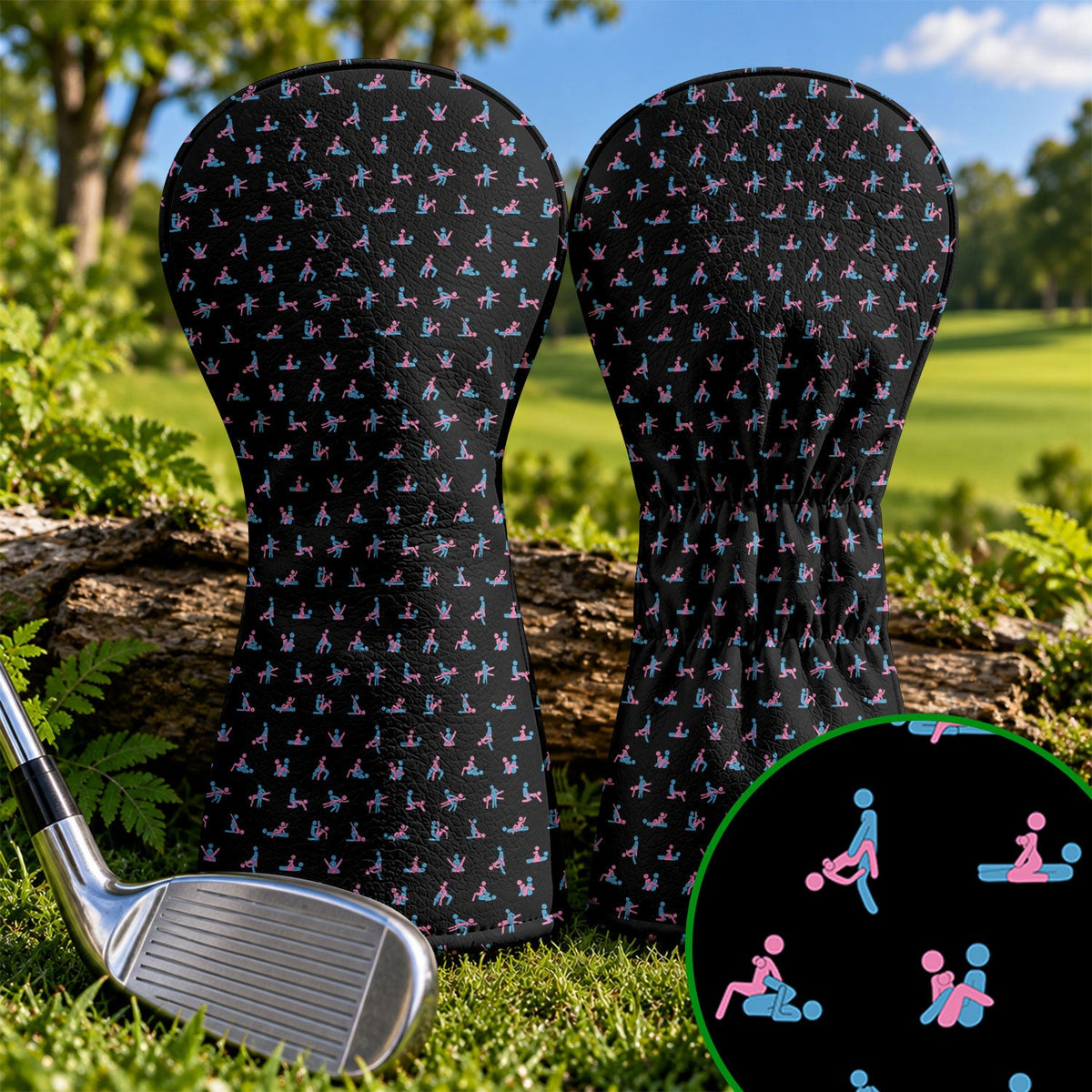 Funny Stick Figure Naughty Position Golf Head Cover, Golf Gifts For Him, Driver Cover