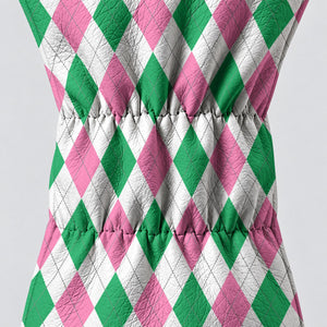 Green Pink Argyle Golf Head Cover, Golf Accessories For Women, Cute Golf Head Cover