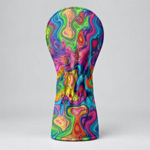 Liquid Marble Colorful Print Golf Head Cover, Golf Bag Accessories, Golf Gift For Men