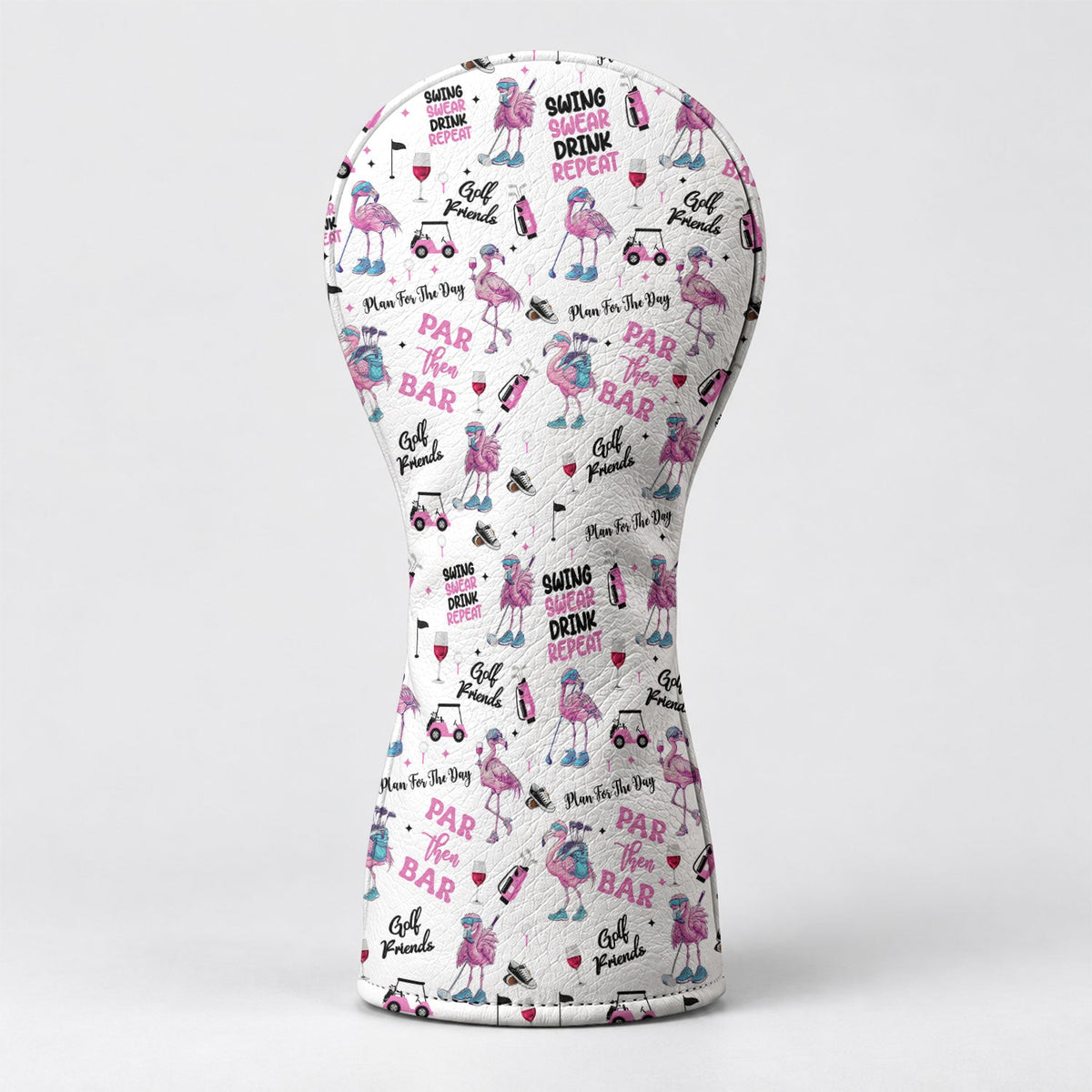 Par Then Bar Flamingo Funny Golf Head Cover, Golf Bag Accessories, Driver Head Cover