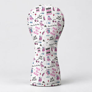 Par Then Bar Flamingo Funny Golf Head Cover, Golf Bag Accessories, Driver Head Cover