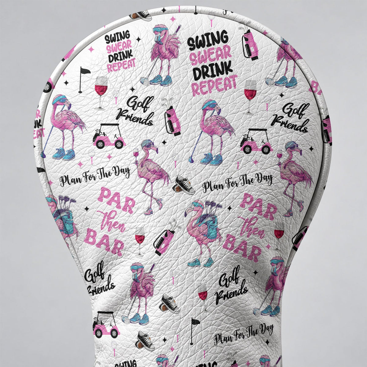 Par Then Bar Flamingo Funny Golf Head Cover, Golf Bag Accessories, Driver Head Cover