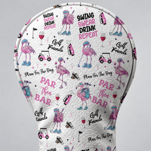 Par Then Bar Flamingo Funny Golf Head Cover, Golf Bag Accessories, Driver Head Cover