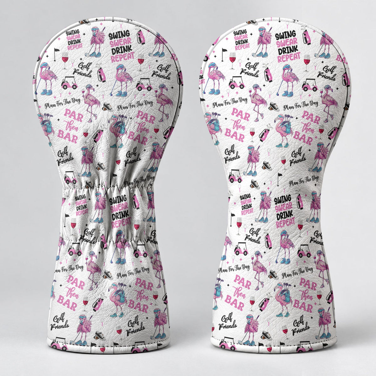 Par Then Bar Flamingo Funny Golf Head Cover, Golf Bag Accessories, Driver Head Cover