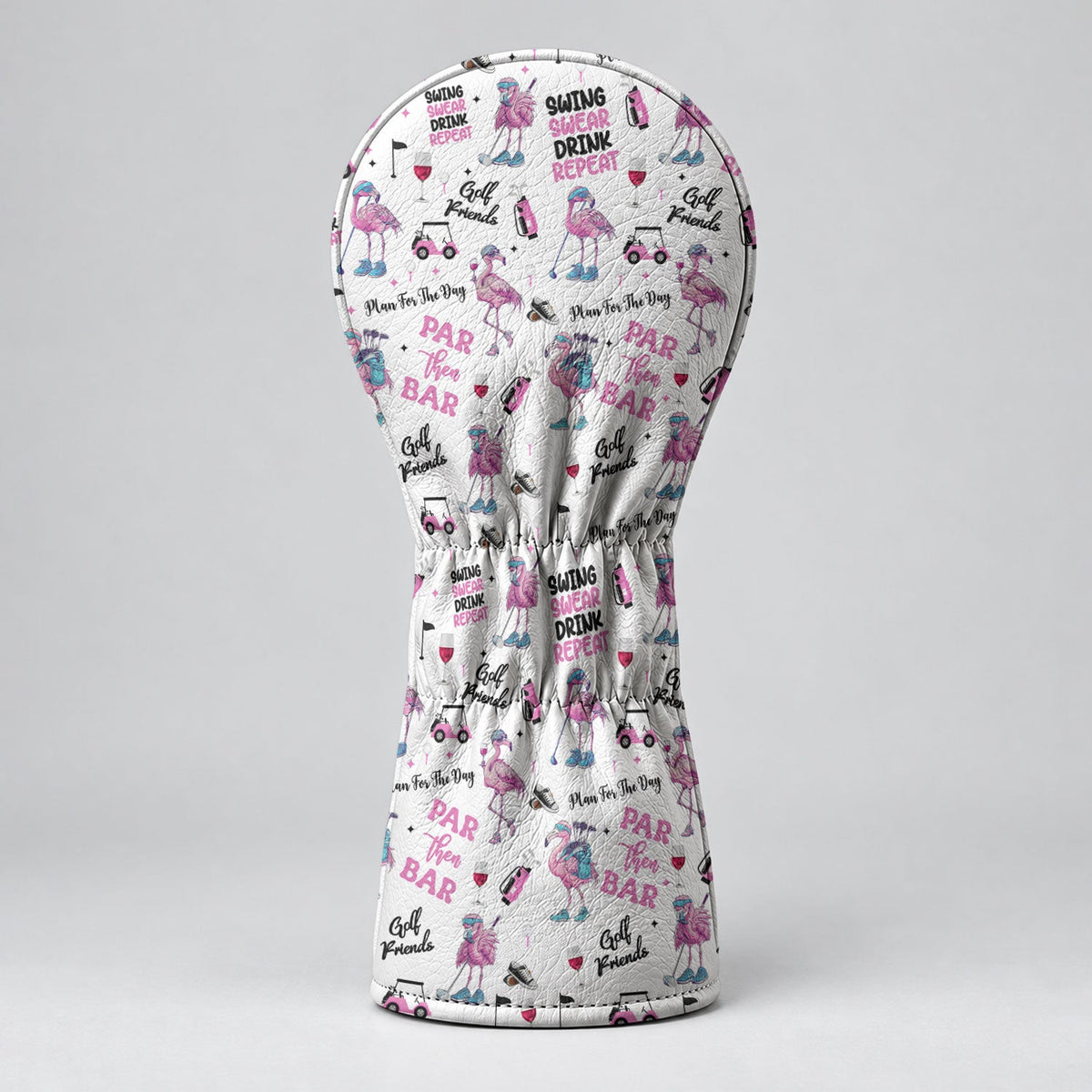 Par Then Bar Flamingo Funny Golf Head Cover, Golf Bag Accessories, Driver Head Cover