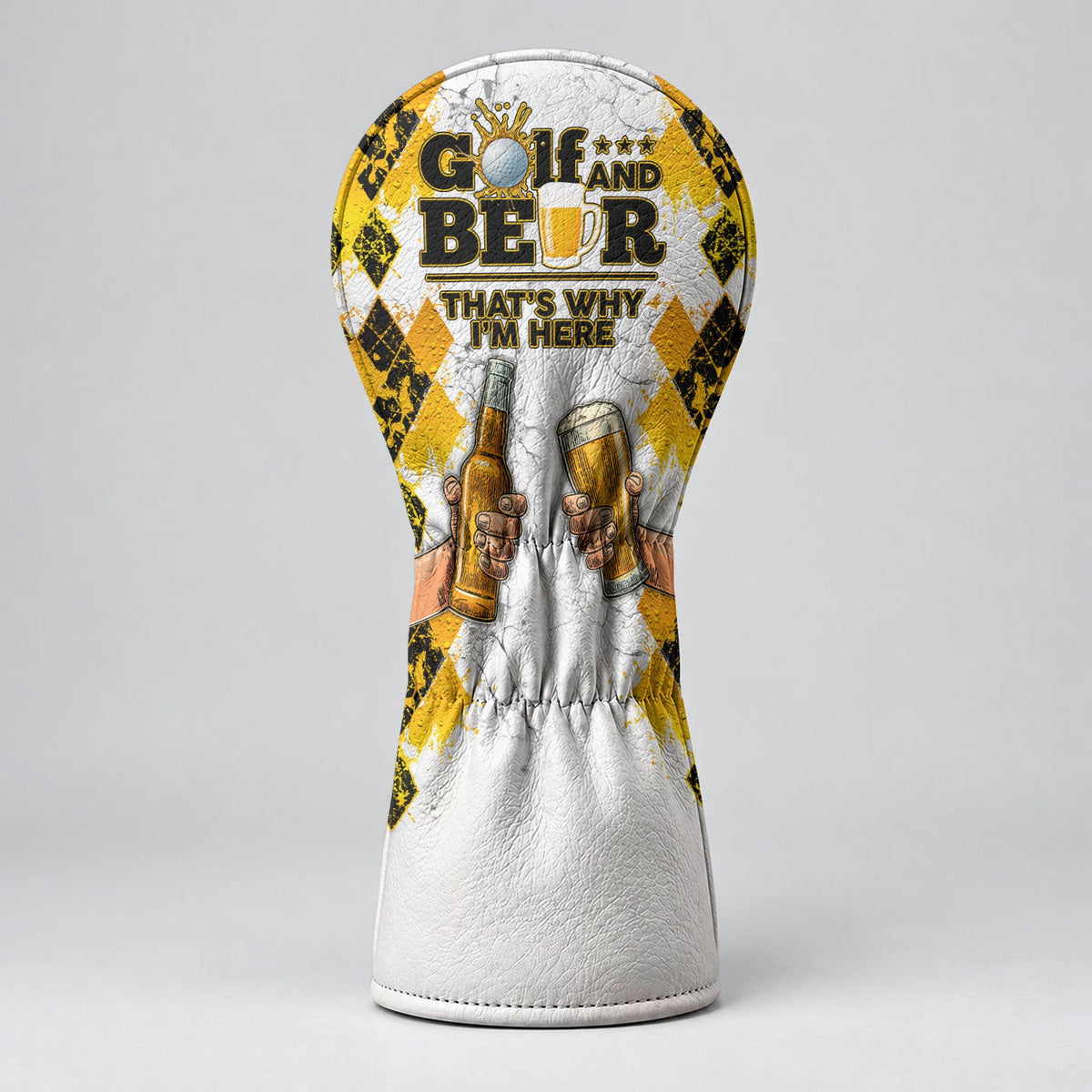 Golf And Beer That's Why I'm Here Argyle Headcover, Beer Lover Golf Gift, Golfer Gift
