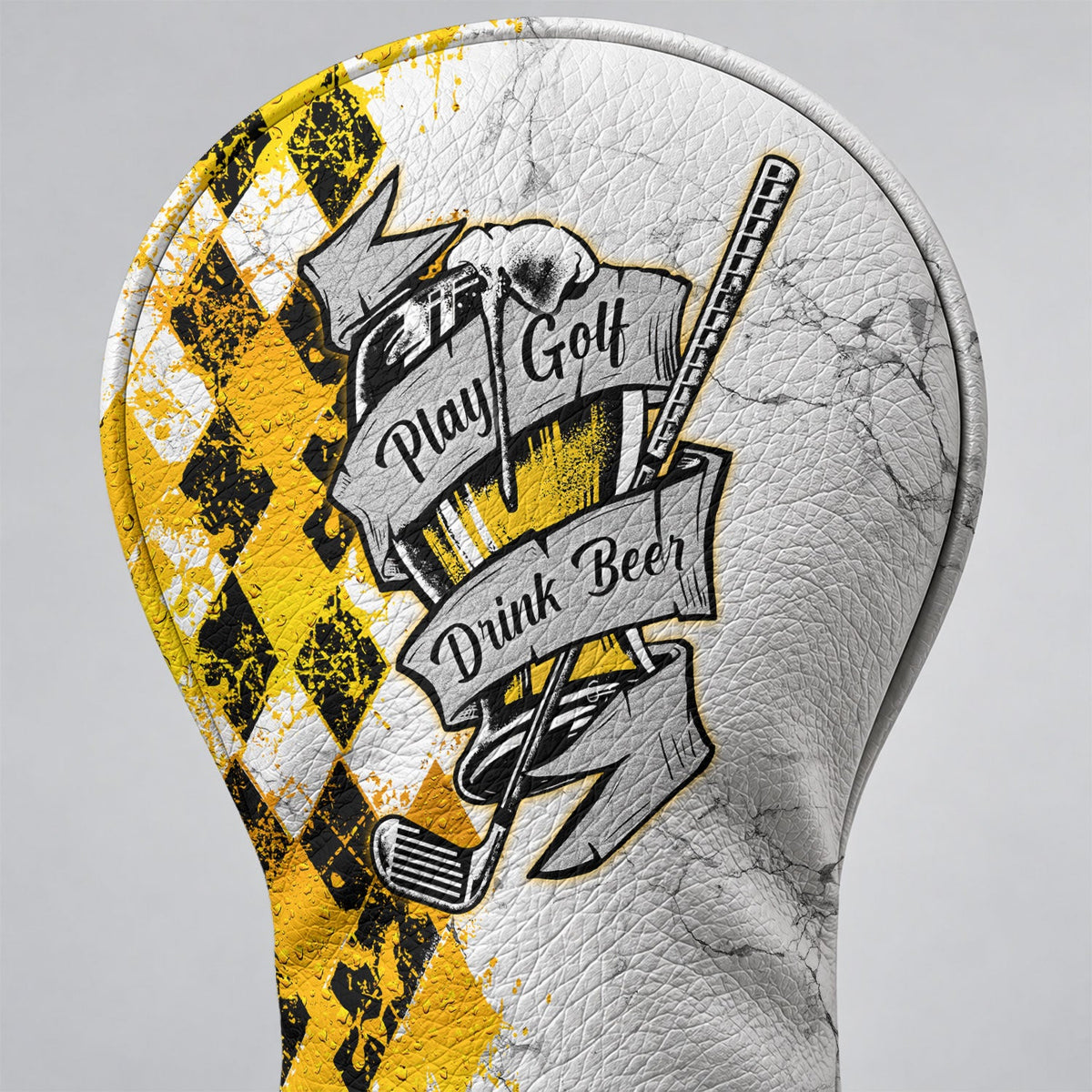 Golf And Beer That's Why I'm Here Argyle Headcover, Beer Lover Golf Gift, Golfer Gift