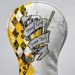 Golf And Beer That's Why I'm Here Argyle Headcover, Beer Lover Golf Gift, Golfer Gift