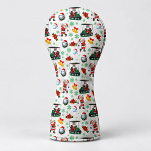 Santa Golf Cart Christmas Pattern Golf Head Cover, Christmas Golf Gift, Driver Cover