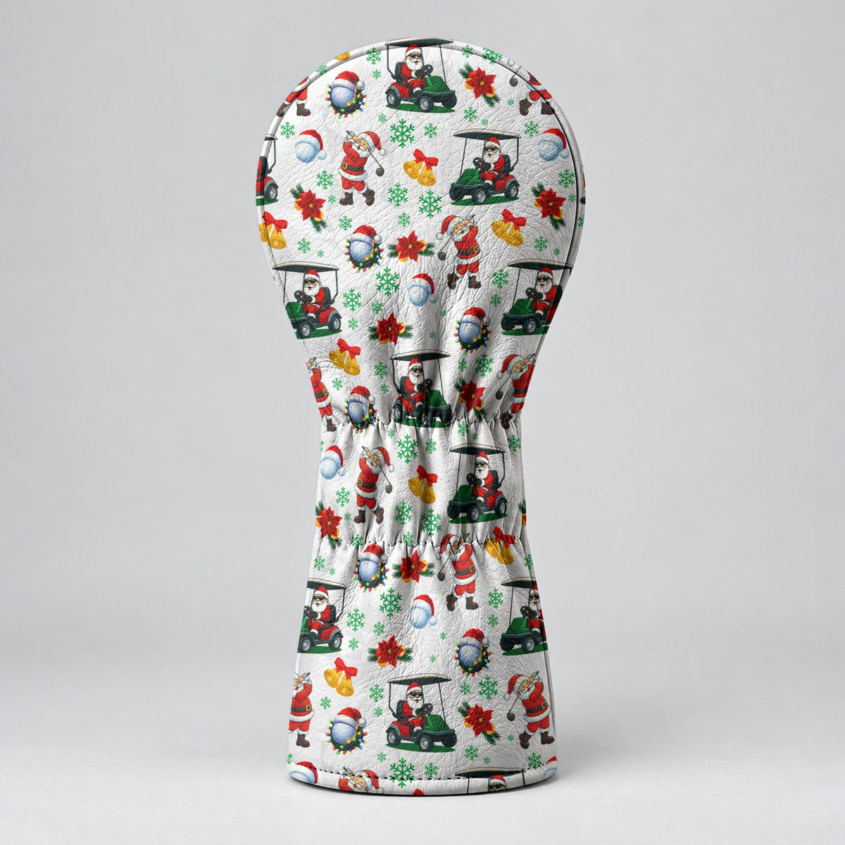 Santa Golf Cart Christmas Pattern Golf Head Cover, Christmas Golf Gift, Driver Cover