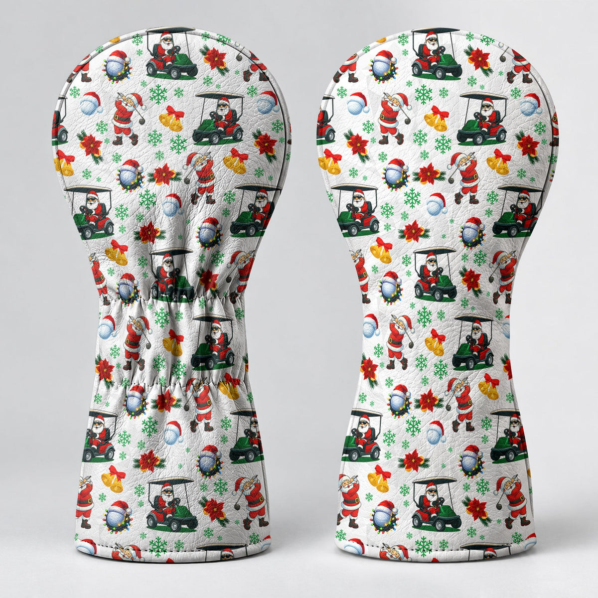 Santa Golf Cart Christmas Pattern Golf Head Cover, Christmas Golf Gift, Driver Cover