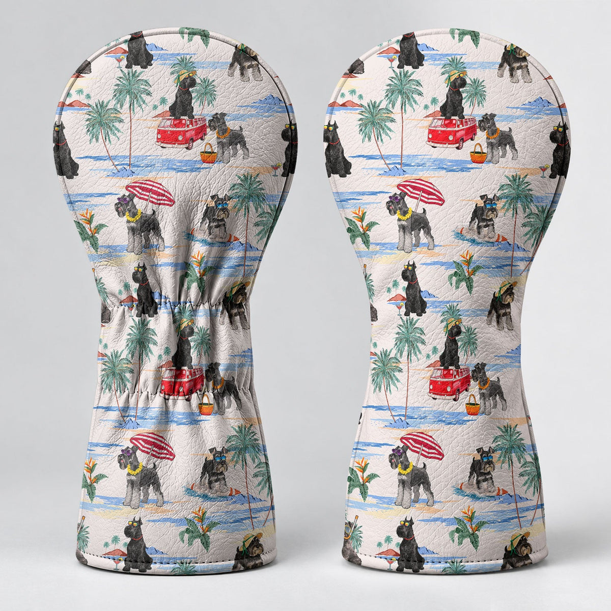 Schnauzer Beach Vacation Tropical Golf Head Cover, Golf Gift Ideas, Golf Gift For Men