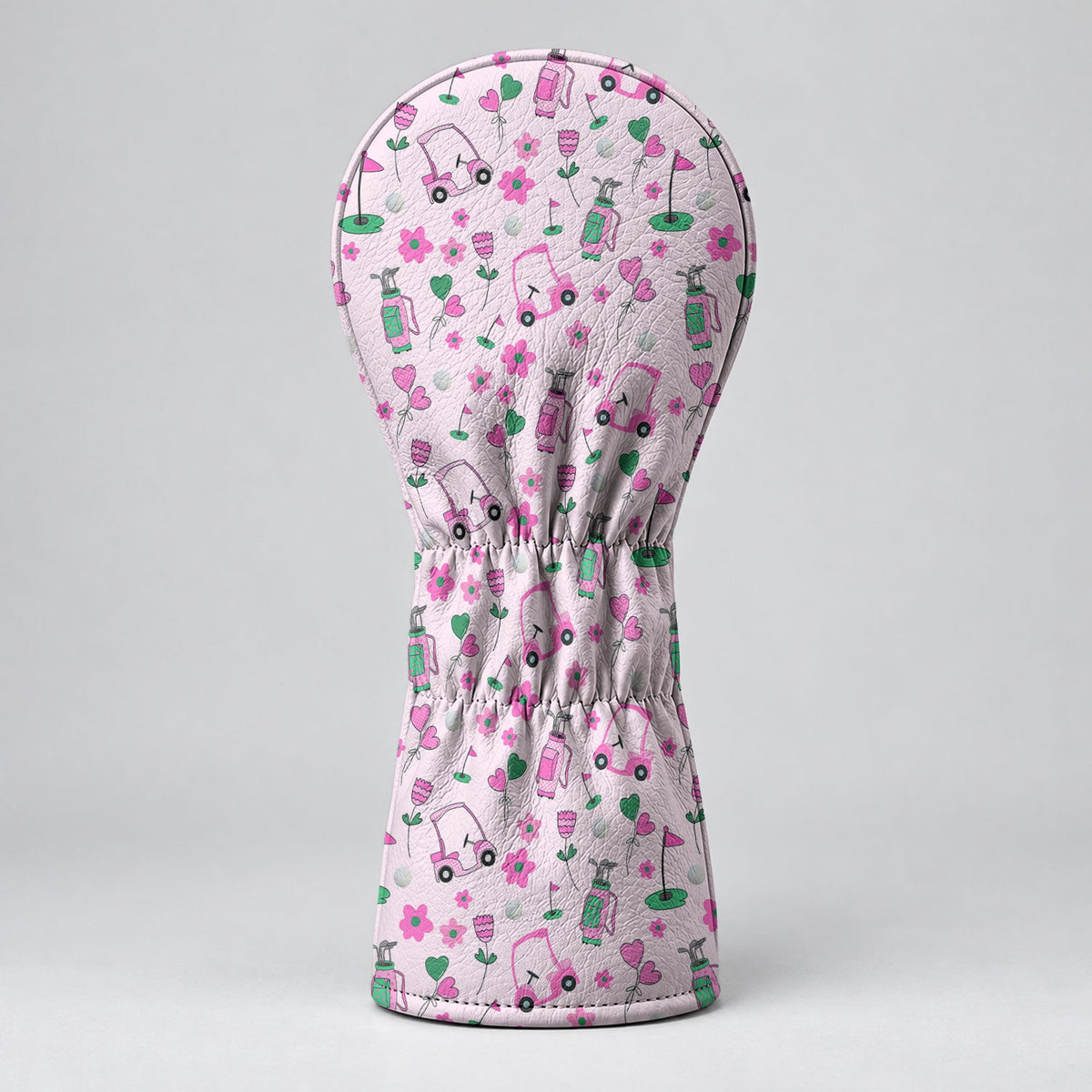 Pink Green Golf Cart Flowers Golf Head Cover, Gift For Her, Golf Headcovers For Women