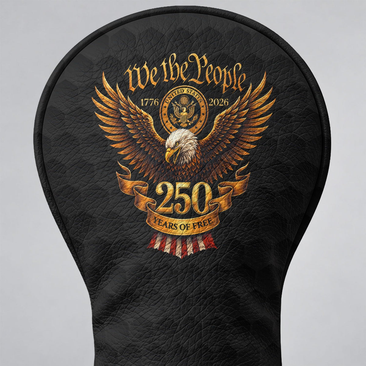 We The People 250 Years Black Gold Eagle Headcover, Patriotic Golf Gift, Driver Cover